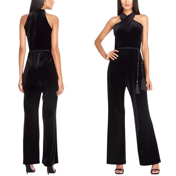 Tahari ASL Velvet Crisscross Tassel Jumpsuit, size 6 - Picture 1 of 16